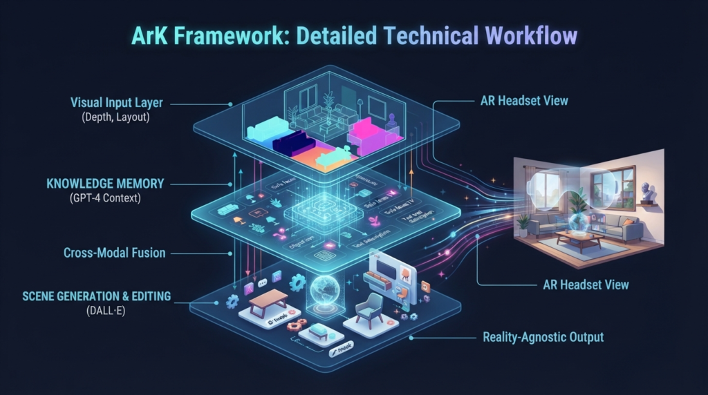 Diagram illustrating AI knowledge memory and scene generation in augmented reality