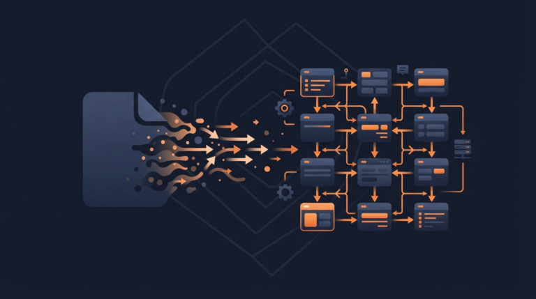 Illustration of a flat file being converted into structured XML data in an integration pipeline
