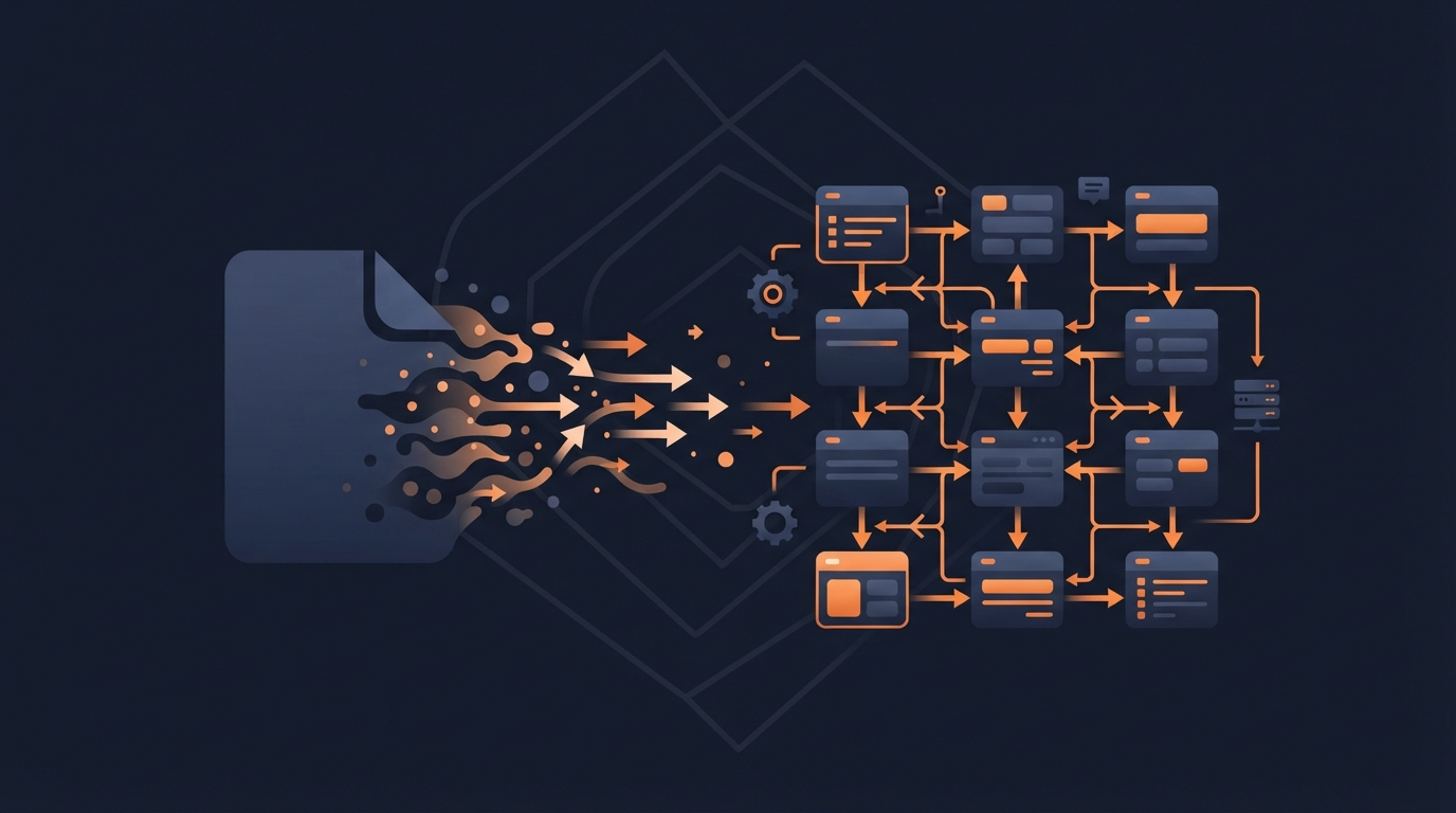 Illustration of a flat file being converted into structured XML data in an integration pipeline