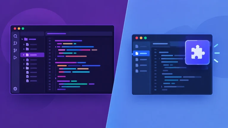 Illustration comparing two AI coding assistant tools
