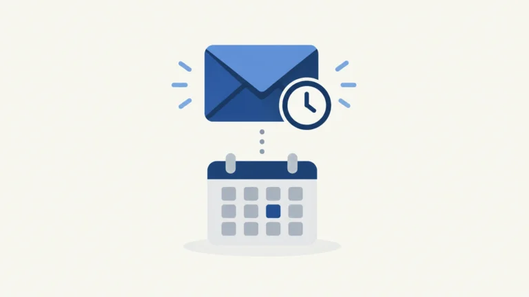 Illustration of an email being scheduled to send at a later time in Outlook