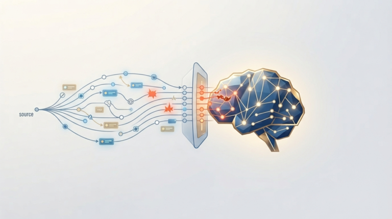 Illustration representing data quality and bias challenges in generative AI systems