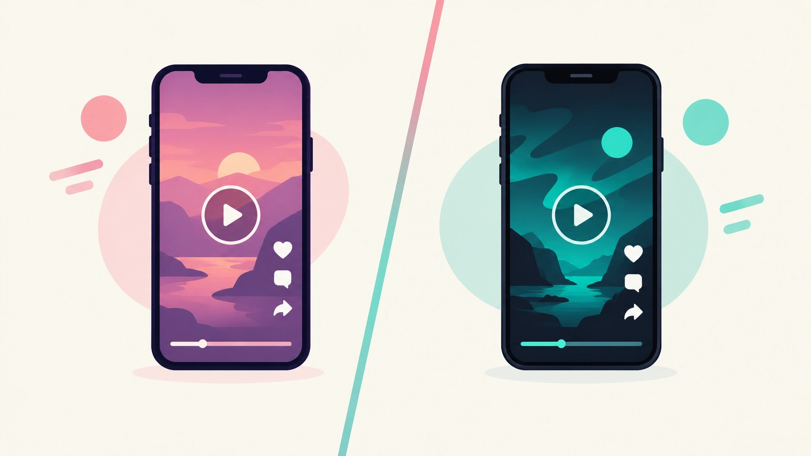 Illustration comparing Instagram Reels and TikTok short-form video platforms