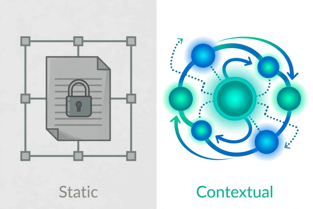 Static versus contextual AI governance comparison