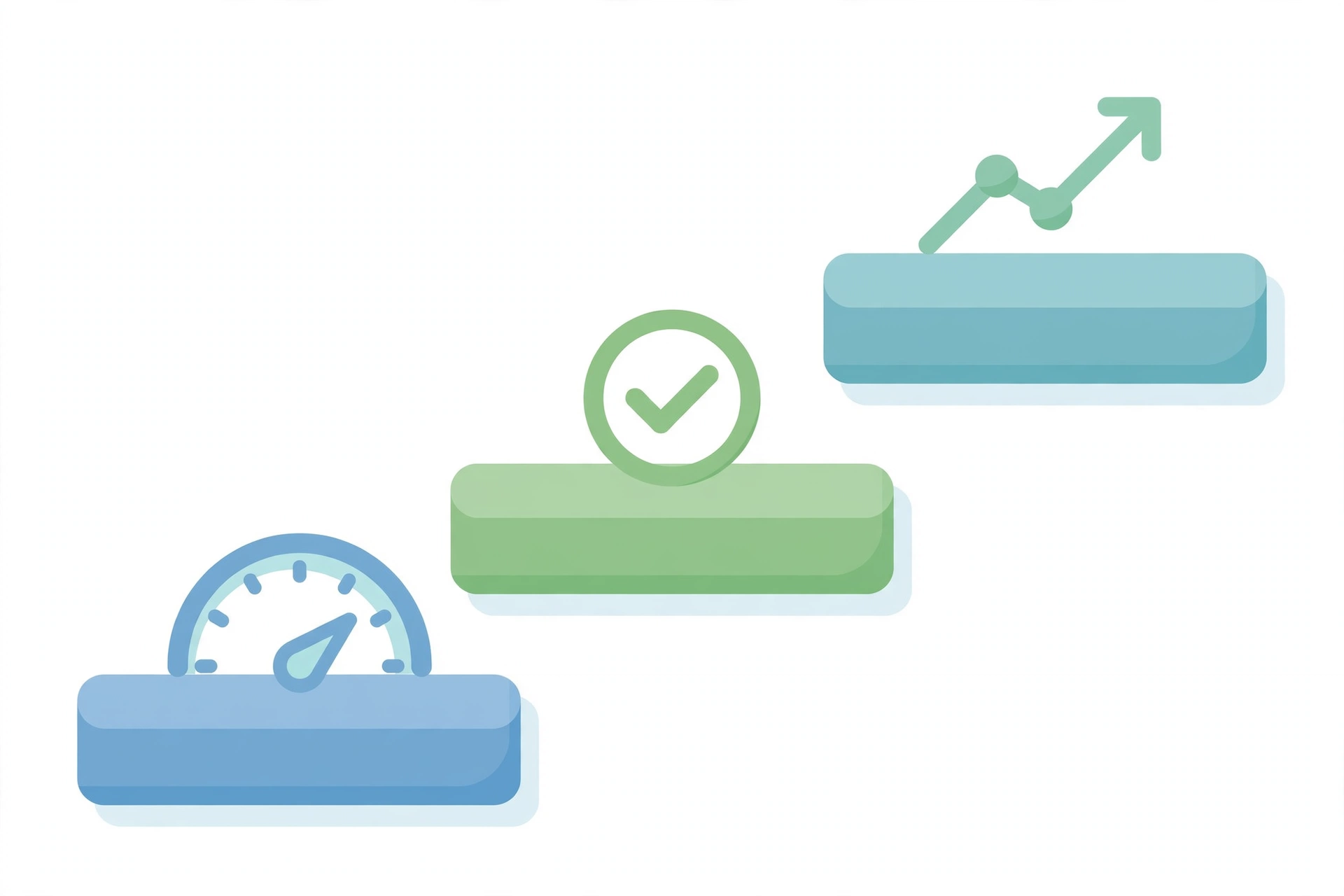 Illustration of compounding benefits: speed, error reduction, and growth as ascending steps