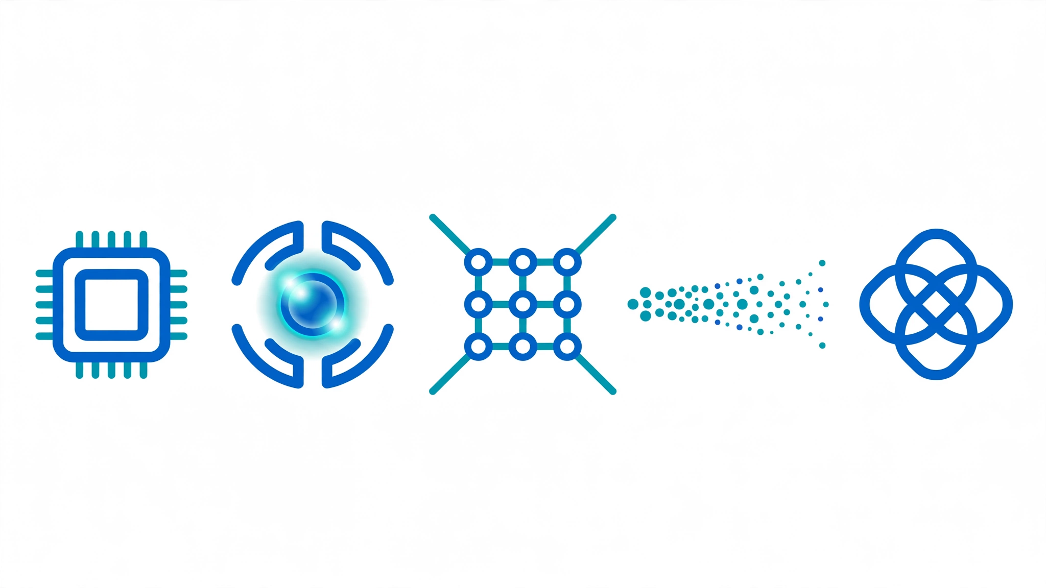 Comparison diagram of qubit technologies: superconducting, trapped ion, neutral atom, photonic, and topological