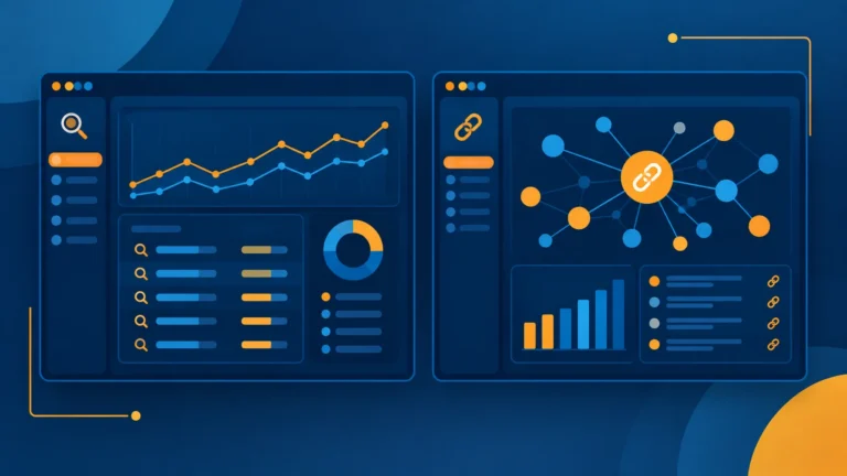 Illustration comparing two SEO analysis platforms side by side