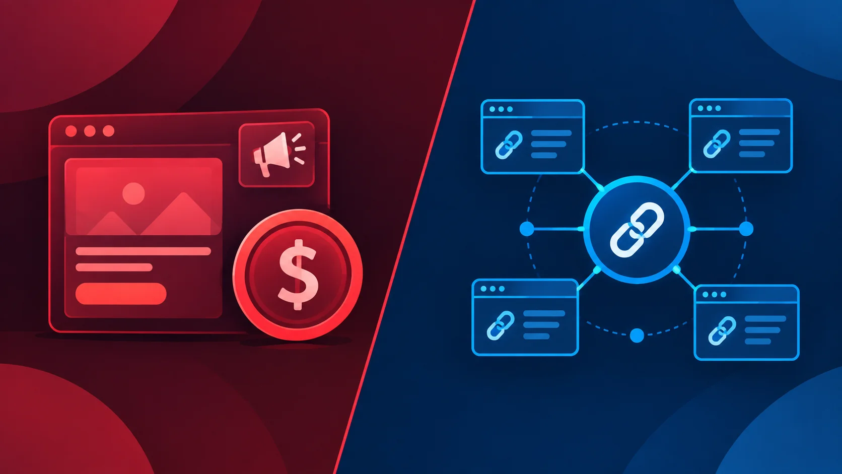 Illustration comparing a PPC-focused tool and an organic SEO tool