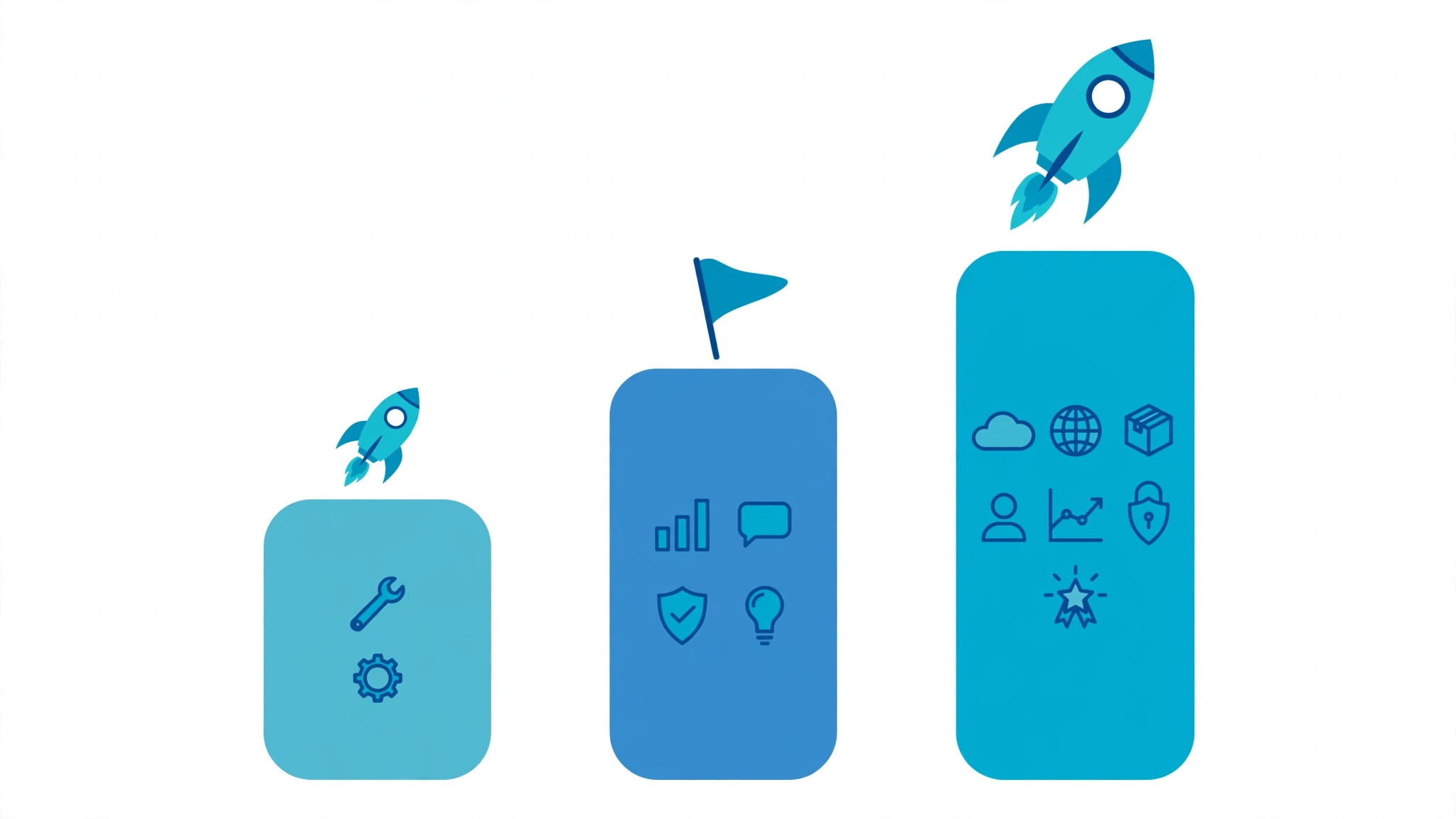 Diagram showing startup tool stacks by stage: pre-seed, seed, and Series A