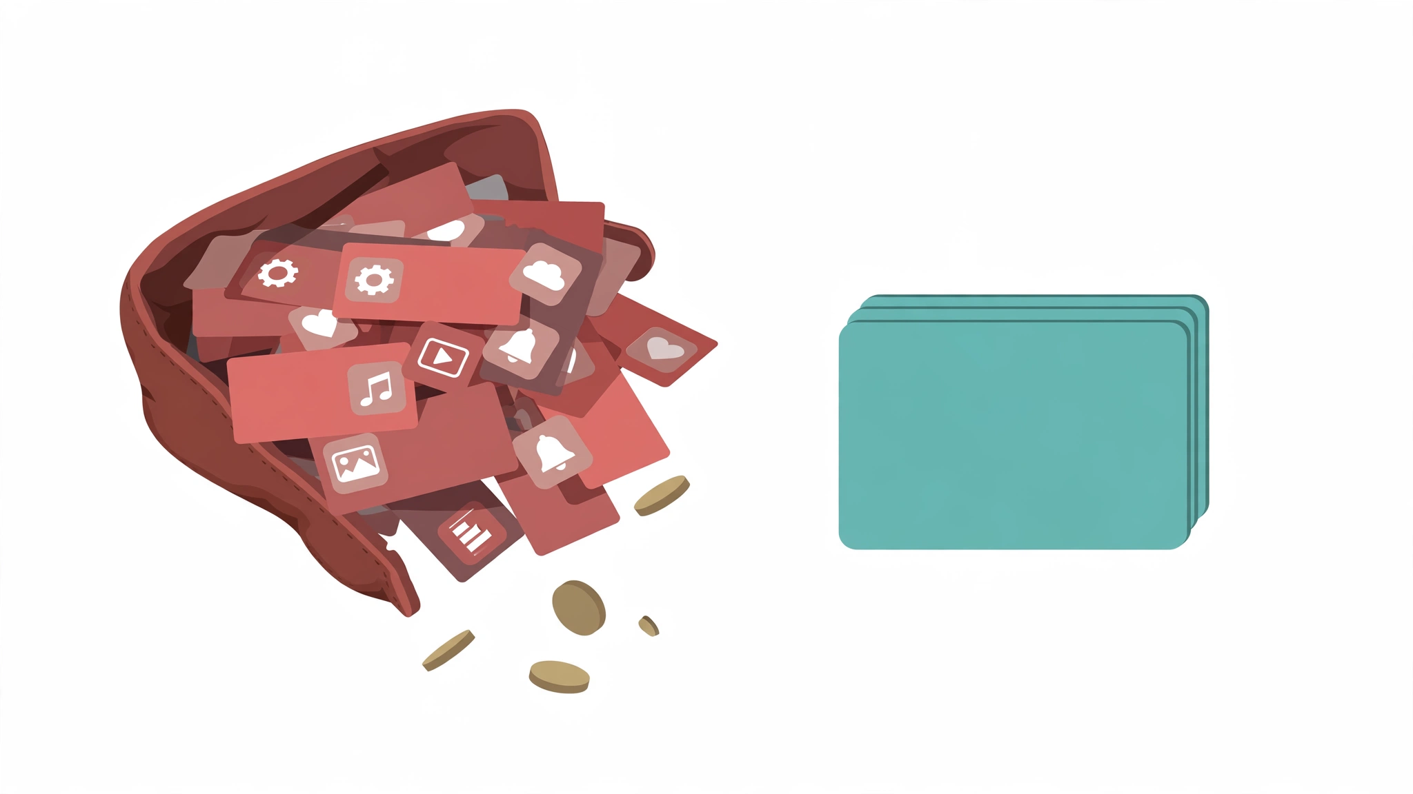 Illustration of wasted subscription costs from startup tool sprawl