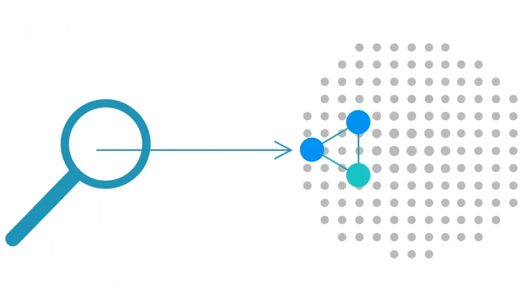 Diagram showing a search query finding its nearest neighbor vectors in a vector database