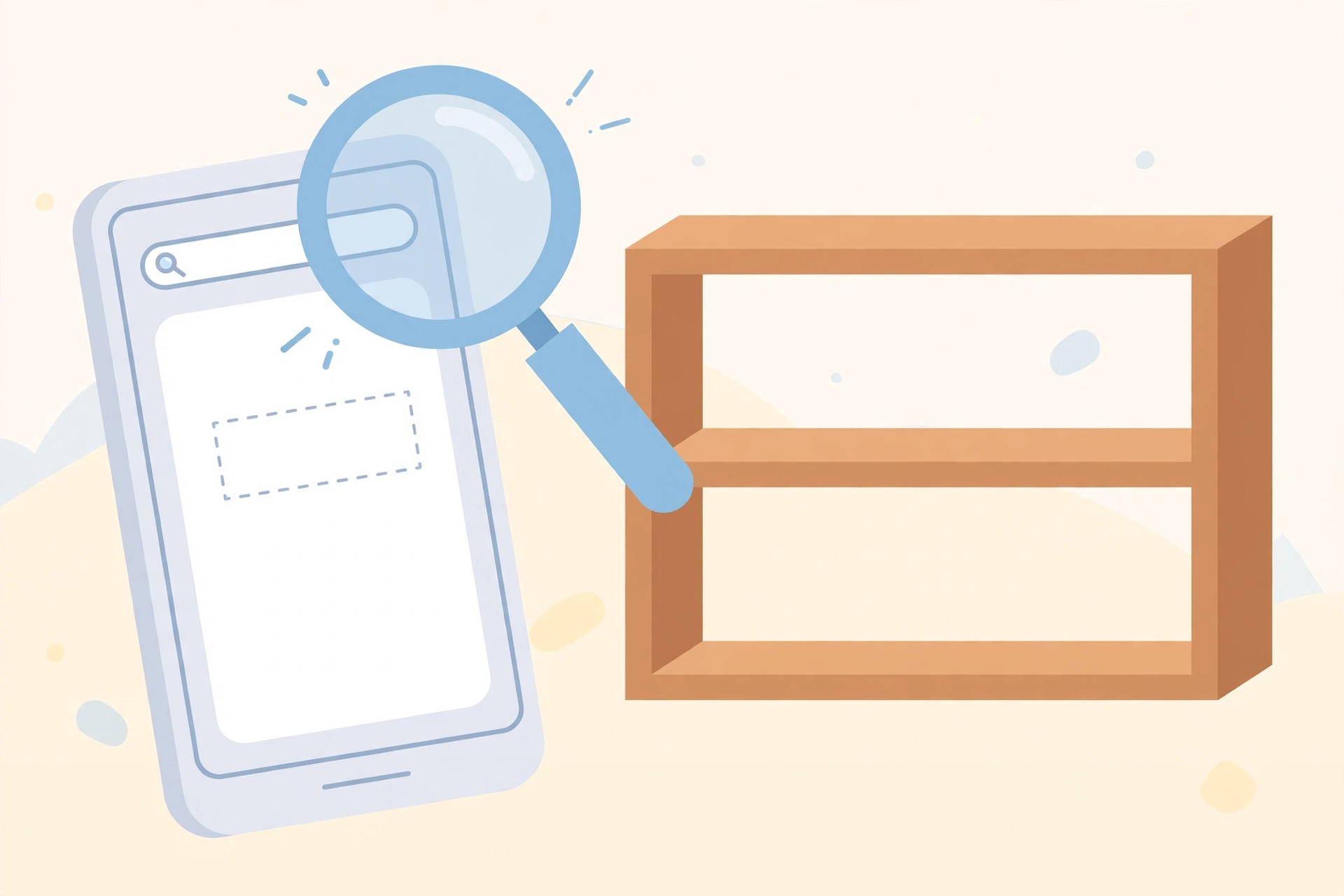 No Seekde app exists: a phone app search and an empty shelf, nothing to download