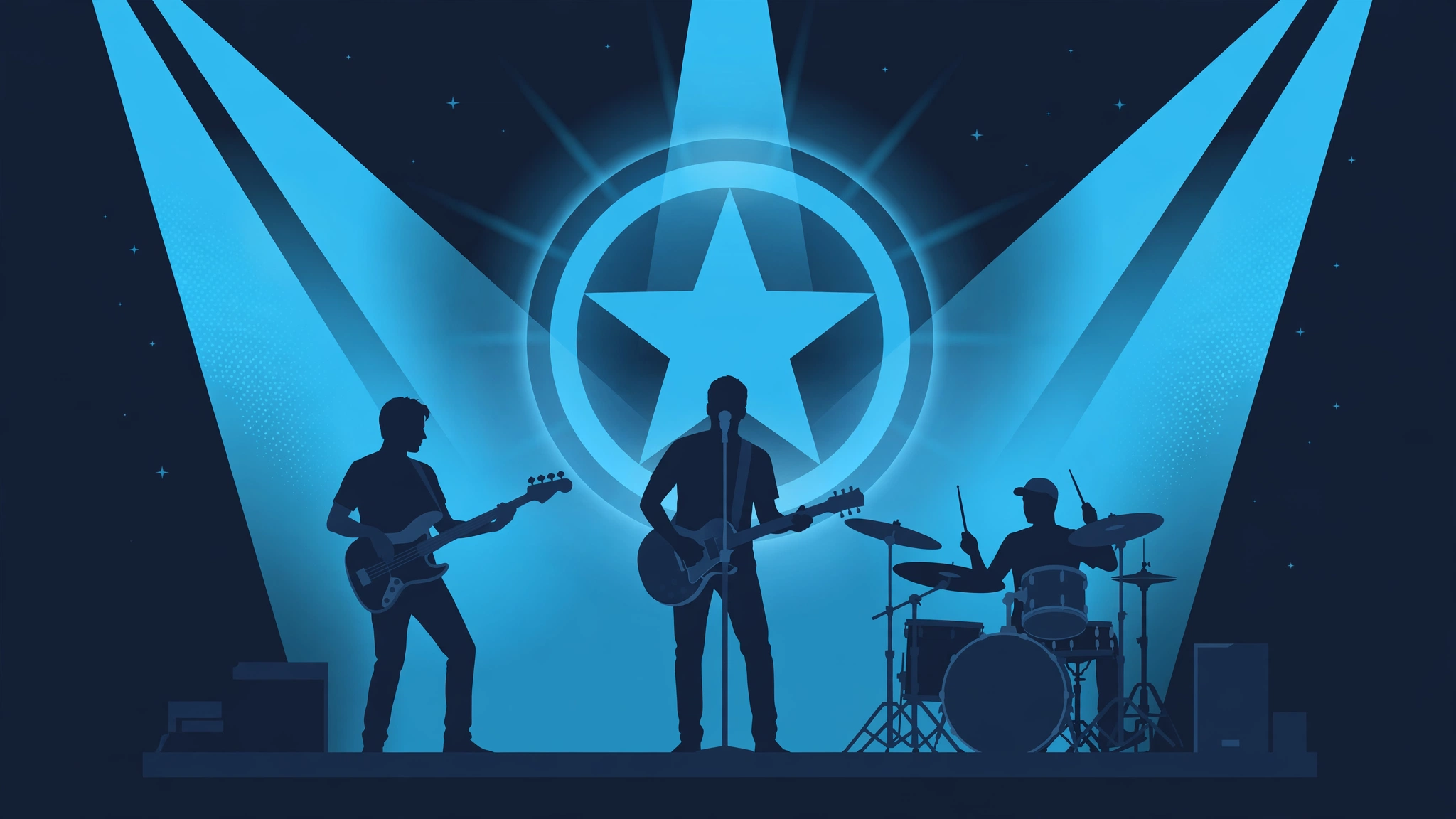 Muse the band live on stage: Matt Bellamy, Chris Wolstenholme and Dominic Howard